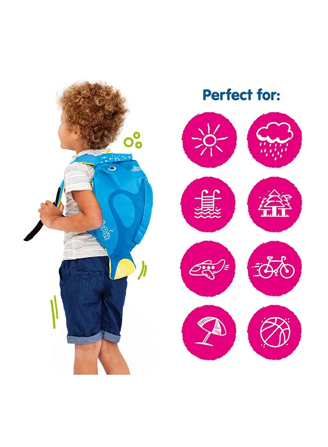 Trunki PaddlePak Coral Tropical Fish Blue Waterproof Swim Backpack for Children, Roll-Top Beach Bag with Water-Resistant Storage - Image 2
