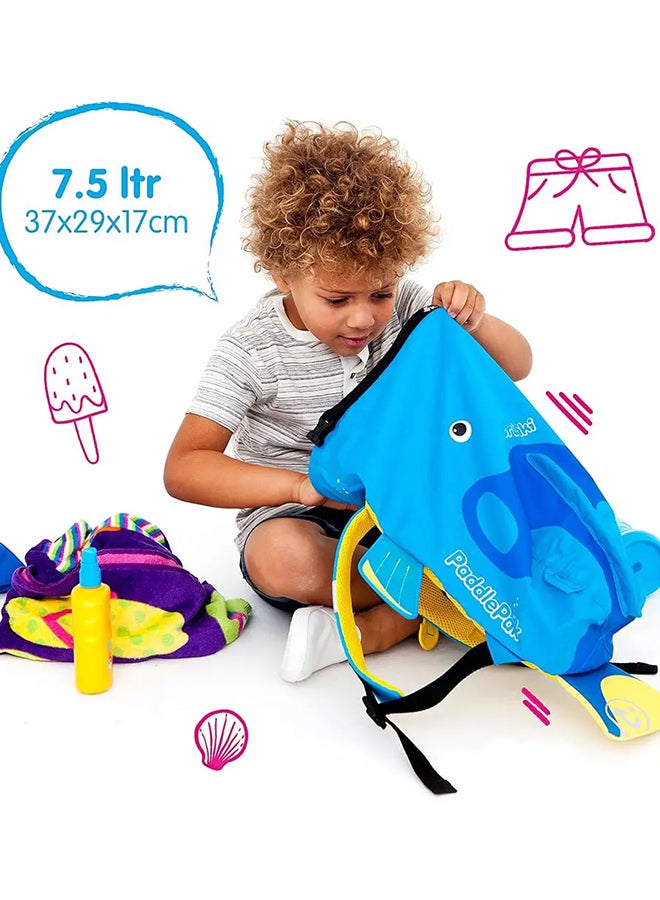 Trunki PaddlePak Coral Tropical Fish Blue Waterproof Swim Backpack for Children, Roll-Top Beach Bag with Water-Resistant Storage - Image 4