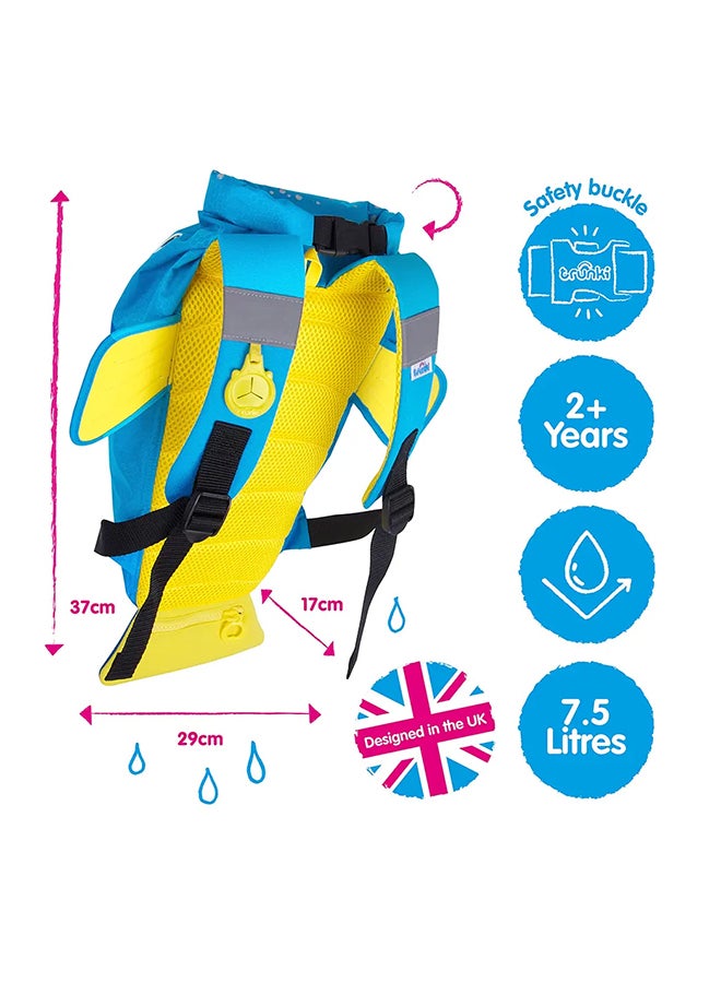 Trunki PaddlePak Coral Tropical Fish Blue Waterproof Swim Backpack for Children, Roll-Top Beach Bag with Water-Resistant Storage - Image 3