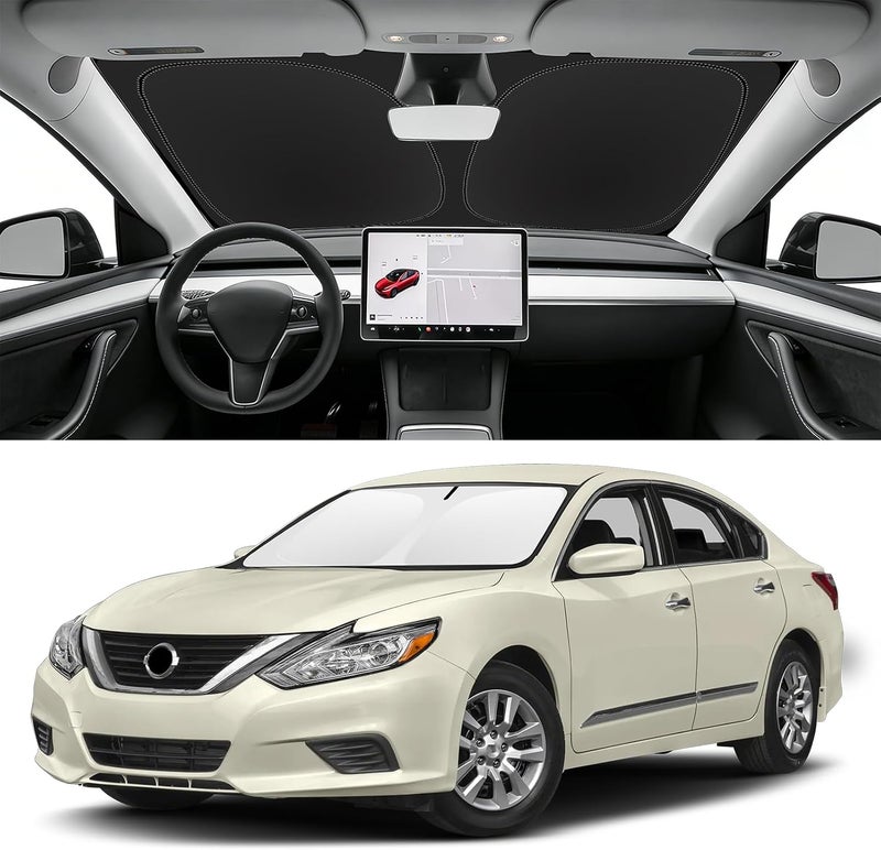 SLOGENTO Custom Fit Windshield Sun Shade for Nissan Altima 2007-2018, Blocks UV & Heat, Front Window Sunshade Accessories, Easy Fold & Store Keep Your Car Cooler - Image 1
