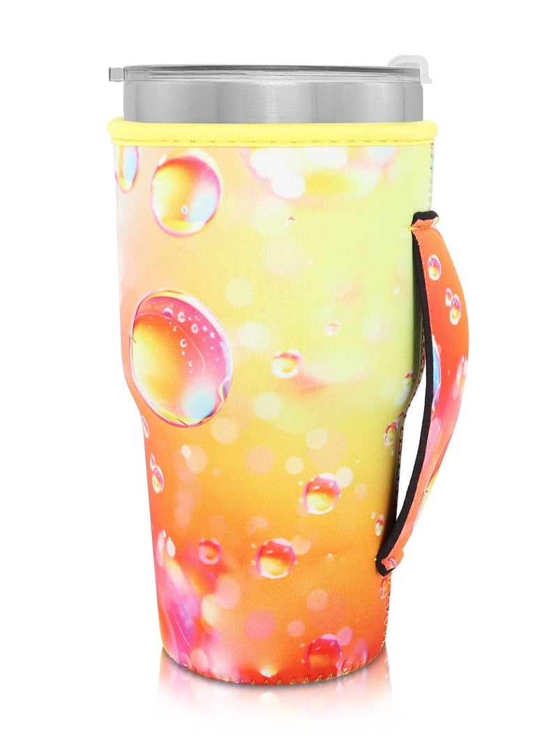 AJLTPA Reusable Iced Coffee Cup Sleeve Neoprene Insulated Sleeves Cup Holder with handle Idea for 30oz - 32oz Tumbler Cups  protein shake bottles(Only Cup Sleeves)  Gradient - Image 1