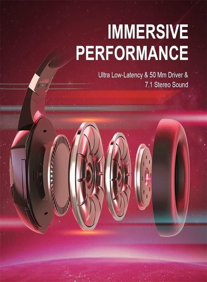 عام PS4 Gaming Headset for Xbox One, PS5, PC, G2000PRO Wired Over Ear Headphones with Detachable Noise Cancelling Mic, Bluetooth Wireless Earphones for Phone, One-Click 7.1 Sound, Up to 12h - Image 2