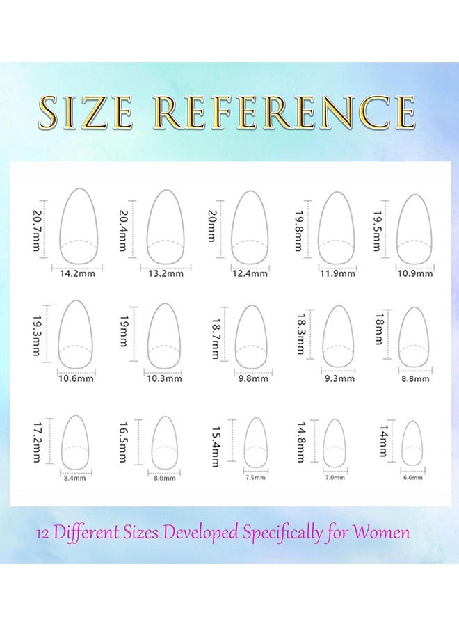 Flower Press on Nails Short Almond Fall Nails Press ons Short Fake Nails with Floral Design Glue on Nails Glossy Floral False Nails Reusable Full Cover Acrylic Stick on Nails for Women Girls 24 Pcs - Image 5