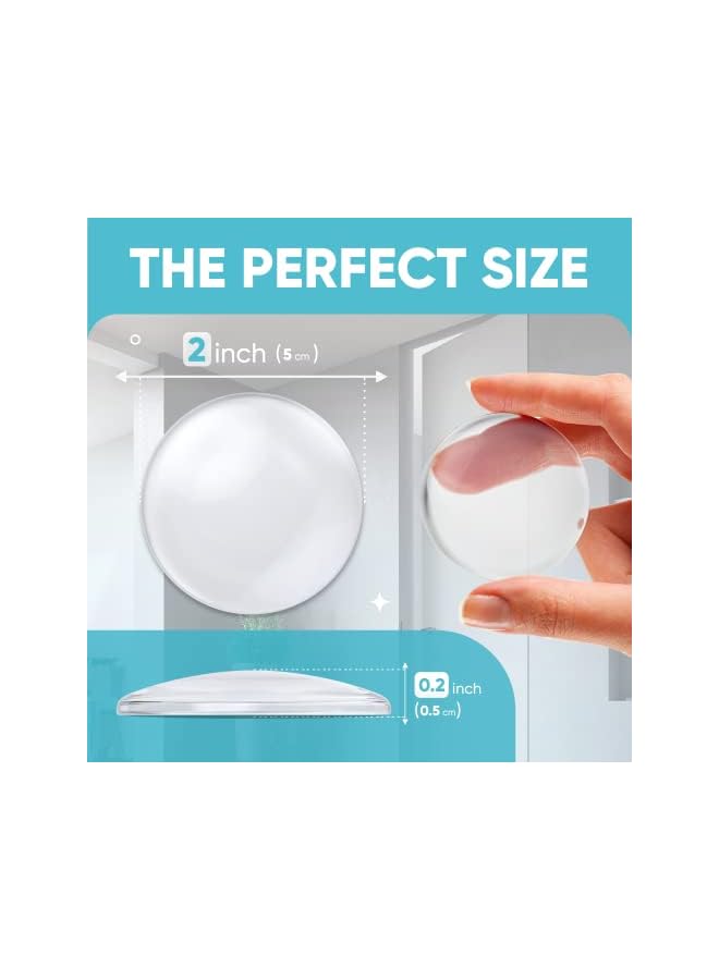 erorex Wall Door Handle Stopper 2" Set. 6 Pieces of Clear Rubber Door Knob, Round Wall Shield Cushion. Quiet Wall Protector for Door Handle. Guard Door Bumper Wall Protector Silencer. Self Adhesive - Image 3