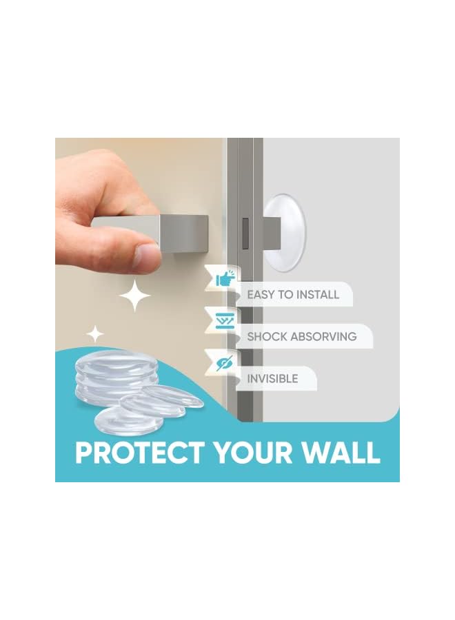 erorex Wall Door Handle Stopper 2" Set. 6 Pieces of Clear Rubber Door Knob, Round Wall Shield Cushion. Quiet Wall Protector for Door Handle. Guard Door Bumper Wall Protector Silencer. Self Adhesive - Image 2