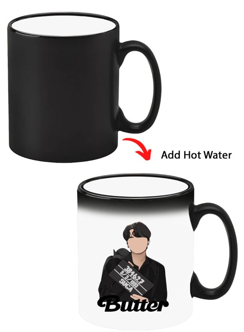 Theodor Color Changing Heat Sensitive Ceramic Mug, Image Revealed When HOT Liquid is Added! Butter Black - Image 1