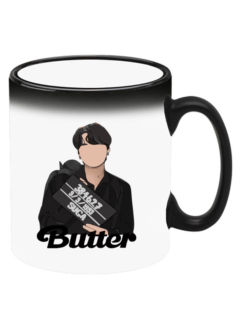 Theodor Color Changing Heat Sensitive Ceramic Mug, Image Revealed When HOT Liquid is Added! Butter Black - Image 2