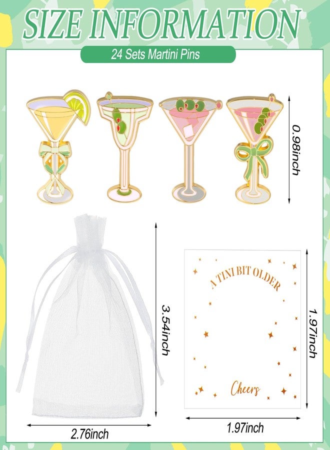 Tondiamo 24 Set Martini Lapel Pins a Tini Bit Older Party Favor Gifts Bulk Martini Decorations for Bartender Barista(Cocktail) - Image 2