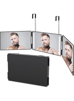 DMG TECH 3 Way Barber Mirror Led Self Cut Mirror 360° Barber Mirror For Men Usb With Height Adjustable Telescopic Hook Suitable For Haircut Hairstyling Shaving Grooming Hair Coloring And Makeup  - Image 1