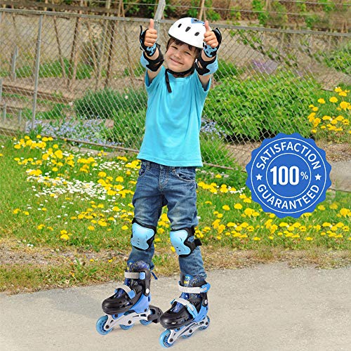 New Bounce Roller Skates for Little Kids - Shoe Size EU 28-31, US Kids Junior Size 8-11, 2-in-1 Roller Skates for Girls, Converts from Tri-Wheel to Inline Skates - Rollerskates for Beginners | Blue - Image 5