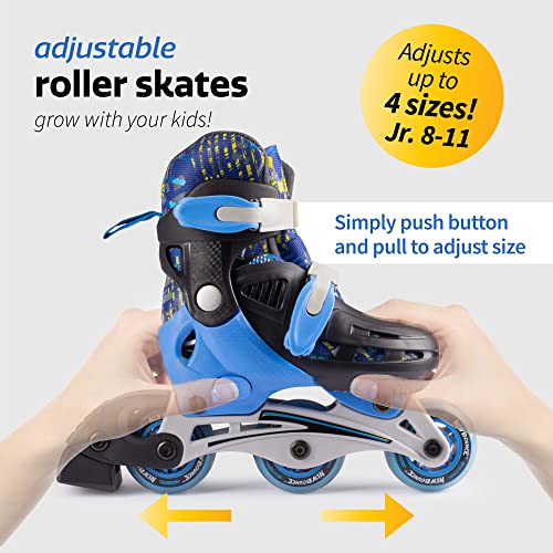 New Bounce Roller Skates for Little Kids - Shoe Size EU 28-31, US Kids Junior Size 8-11, 2-in-1 Roller Skates for Girls, Converts from Tri-Wheel to Inline Skates - Rollerskates for Beginners | Blue - Image 3