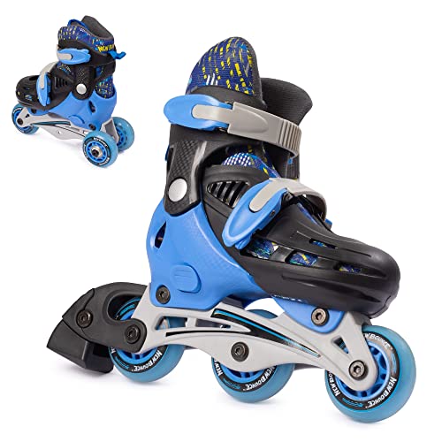 New Bounce Roller Skates for Little Kids - Shoe Size EU 28-31, US Kids Junior Size 8-11, 2-in-1 Roller Skates for Girls, Converts from Tri-Wheel to Inline Skates - Rollerskates for Beginners | Blue - Image 1