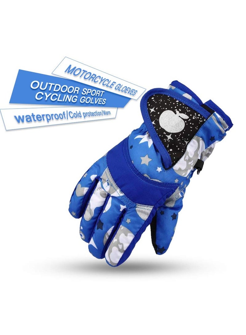 SYOSI Kids Snow Gloves, Waterproof Winter Gloves with Adjustable Buckle for Girls Boys Outdoor Gloves Winter Gift for Kids Blue - Image 5
