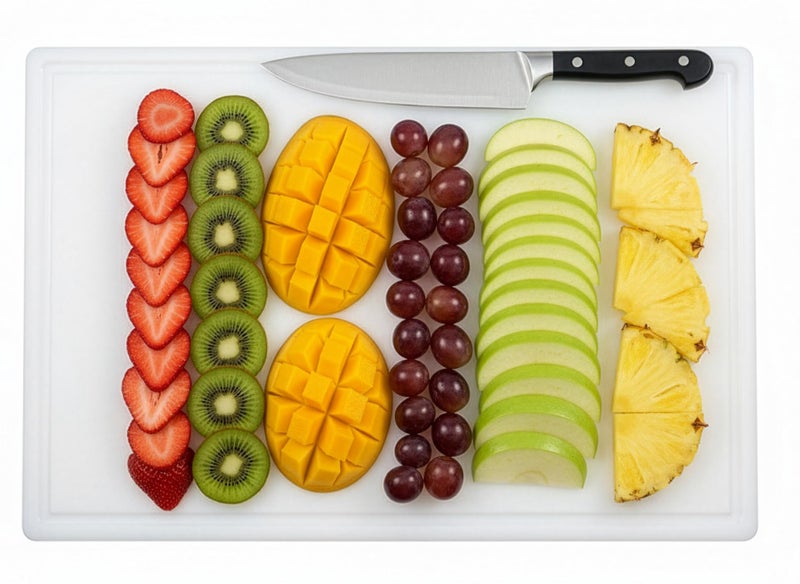 Thirteen Chefs Commercial Grade Plastic Cutting Board with Juice Groove - 18 x 12 Inch for Carving Meat, Grilling, BBQ - 1/2" Thick White HDPE Poly for Food Service - Image 1