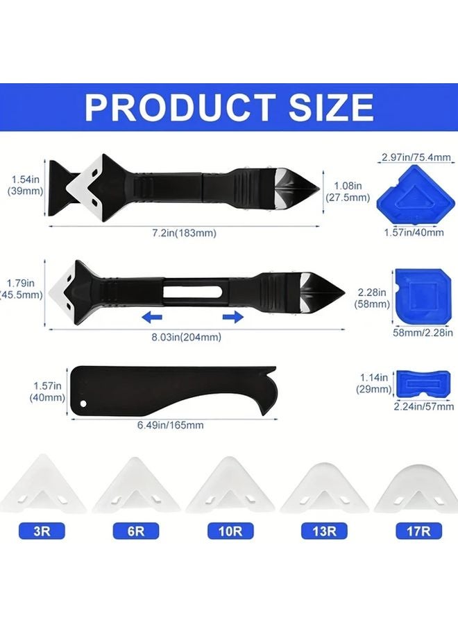 Silicone Caulking Tool Set 5 In 1 Sealant Scraper Remover Kit With Interchangeable Pads - Image 3
