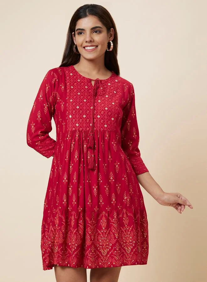 globus Globus Red Sequin Printed Mini Dress