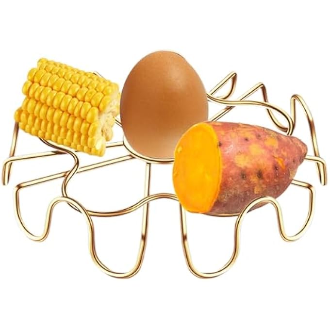 إكسفور رف طهي بالبخار من الفولاذ المقاوم للصدأ لطهي البيض والخضروات على البخار قابل للتعديل، أداة مطبخ متينة متعددة الاستخدامات للقدر الفوري والطبخ في وعاء عالمي - Image 2