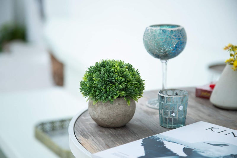 Velener Artificial Boxwood Faux Plant Indoor- Topiary Small Desk Plant Decor for Bedroom Office Cubicle Shelf Decor Window Will Plant Shelf Decoration Dorm Kitchen Counter  Farmhouse Home Decor Accent - Image 4