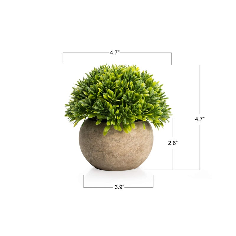 Velener Artificial Boxwood Faux Plant Indoor- Topiary Small Desk Plant Decor for Bedroom Office Cubicle Shelf Decor Window Will Plant Shelf Decoration Dorm Kitchen Counter  Farmhouse Home Decor Accent - Image 2