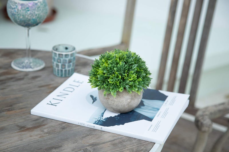 Velener Artificial Boxwood Faux Plant Indoor- Topiary Small Desk Plant Decor for Bedroom Office Cubicle Shelf Decor Window Will Plant Shelf Decoration Dorm Kitchen Counter  Farmhouse Home Decor Accent - Image 3