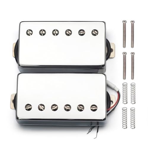 SAPHUE Alnico 2 Humbucker Guitar Pickup 4 Coil Cable 75k86k Coil Splitting with Brass Cover Alnico II Pickup for LP Guitar Chrome 75k86k - Image 1