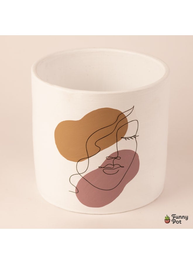 Handmade pottery empty pot - white - 10*10 cm