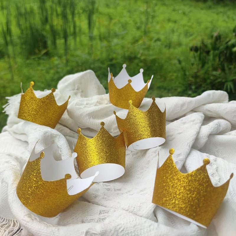 Mybbshower 36 Pcs Gold Glitter Crown Cupcake Wrappers Cake Paper Cups Muffin Case Trays for Wedding Party Birthday Decoration  - Image 5