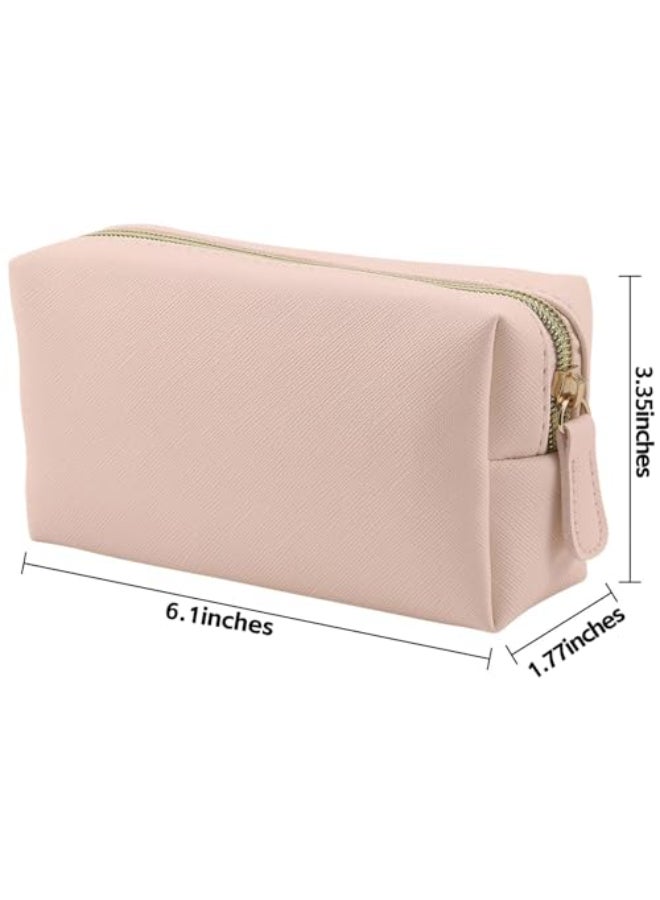 Apooliy Leather Makeup Bag for Purse Travel Portable Small Cosmetic Organizer for Women and Girls Make up Bag with Zipper - Image 3