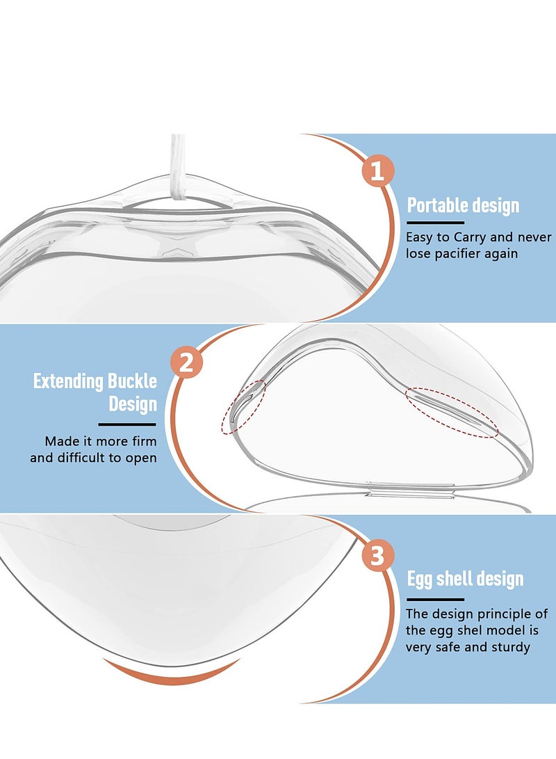 علبة حفظ اللهاية للأطفال - 6 حبات، شفافة، خالية من BPA، لحفظ المصاصة وأدواتها، سهلة الحمل والتنظيف، مناسبة للسفر - Image 3