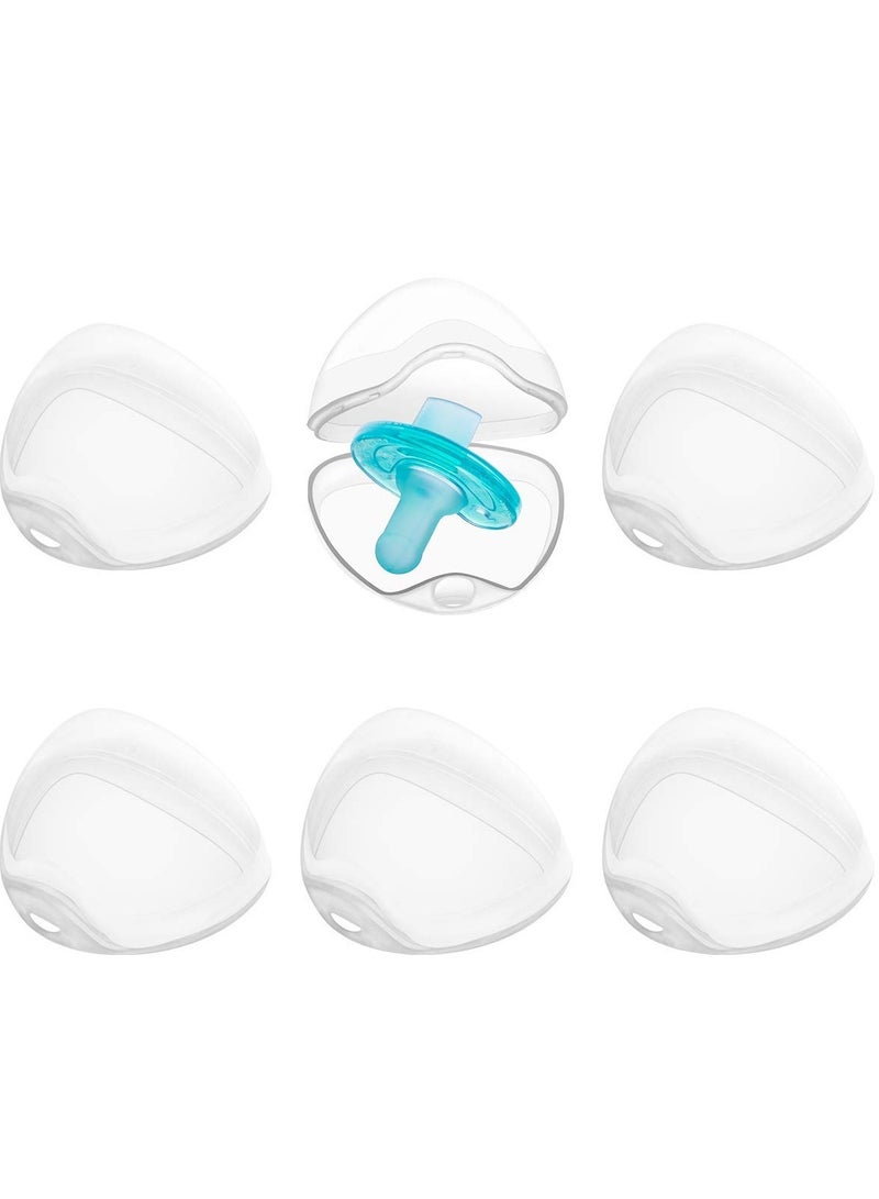 علبة حفظ اللهاية للأطفال - 6 حبات، شفافة، خالية من BPA، لحفظ المصاصة وأدواتها، سهلة الحمل والتنظيف، مناسبة للسفر - Image 1