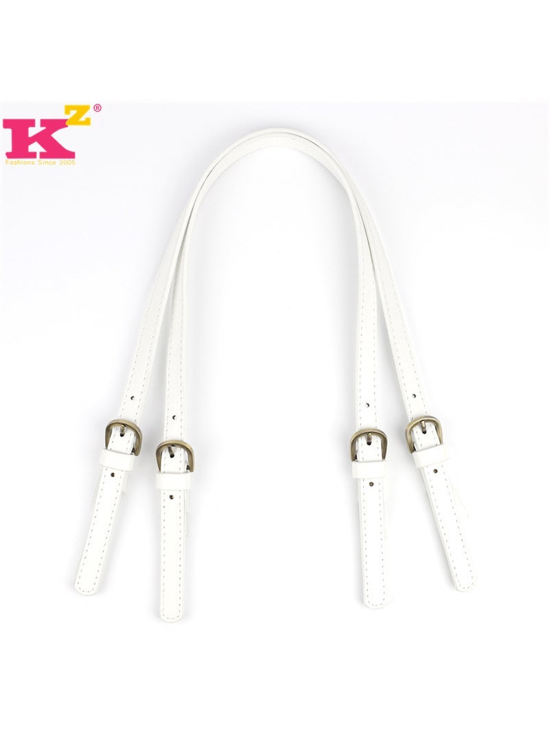 Generic Spot Detachable Double Buckle Leather Bag Strap Crossbody Shoulder Bag with pu Stitch diy Handmade Bag Strap (New) White (1 bar) 