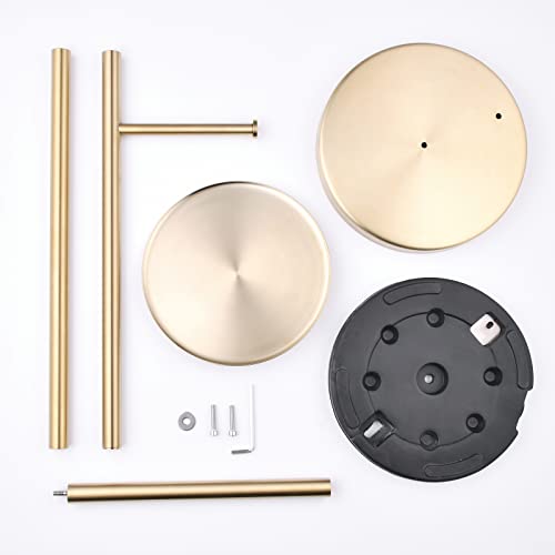 SHUNLI Free Standing Toilet Paper Roll Holder with Storage Reserve, Brushed Gold Toilet Paper Holder Stand with Shelf, Bathroom Tissue Dispenser Floor Stand, SUS304 Stainless Steel, SHUNLI - Image 5
