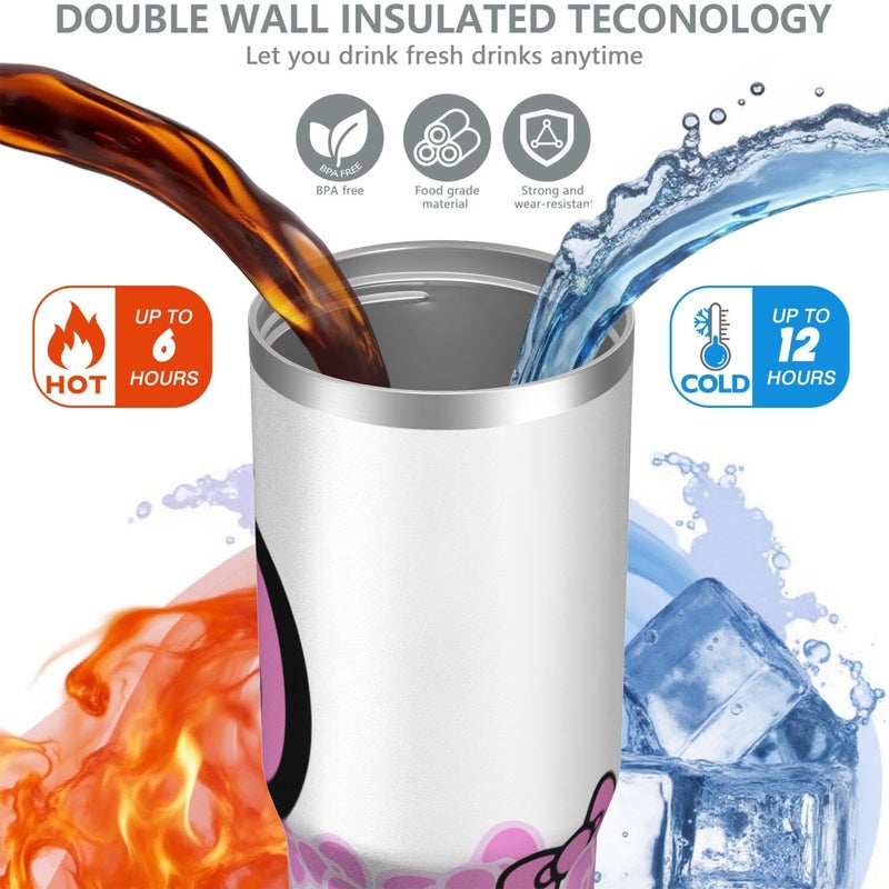 Hurig Tumbler for Adults Water Bottle Double Wall Cups for Kids 30 oz Pink Coffee Mug Stuff Cat Insulated Cup Gifts for Girl Women - Image 3