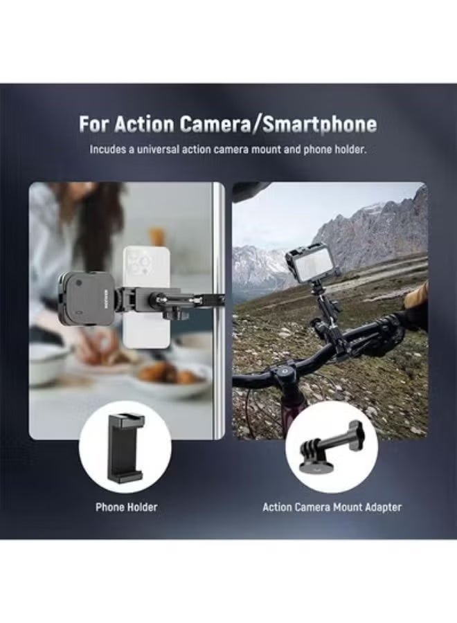 Neewer Super Clamp with 3" Dual Ballhead Magic Arm, Ball Head Adapter, Cold Shoe, Phone Holder, Action Camera Clamp Mount for Flat/Round Surface Compatible with GoPro DJI iPhone 15 Pro Max, ST85 - Image 3
