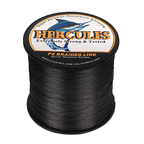 HERCULES Super Strong 1000M 1094 Yards Braided Fishing Line 40 LB Test for Saltwater Freshwater PE Braid Fish Lines 4 Strands - Black, 40LB (18.1KG), 0.32MM - Image 4