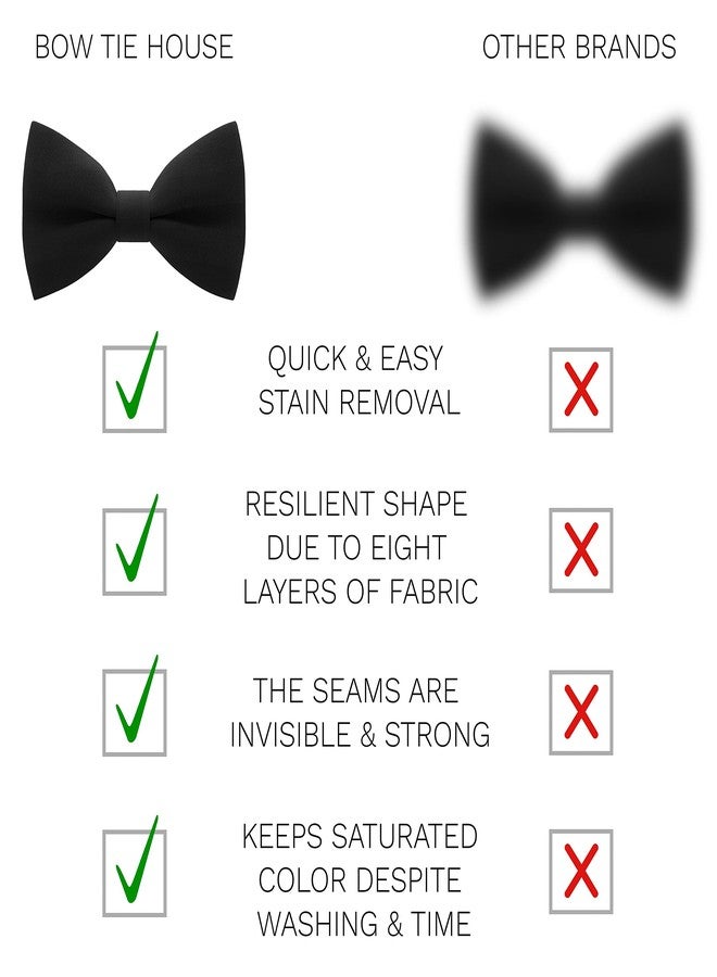 Bow Tie House Mens Pre-Tied Soft Crape Bow Tie for Wedding Formal Events Solid Tuxedo (Large, Black) - Image 3