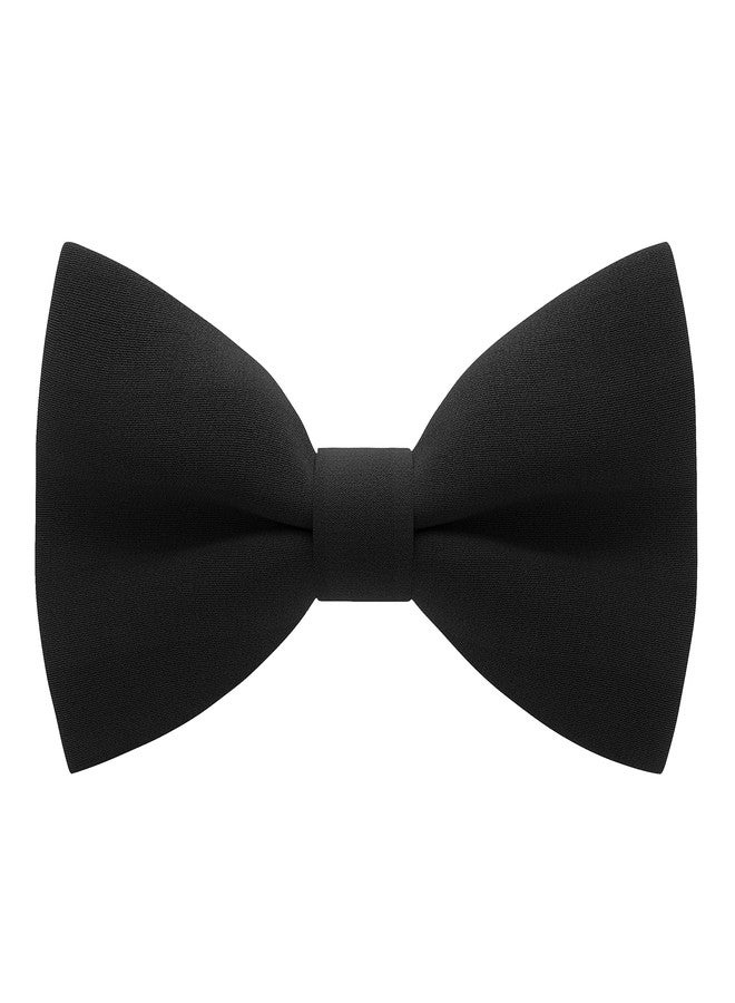 Bow Tie House Mens Pre-Tied Soft Crape Bow Tie for Wedding Formal Events Solid Tuxedo (Large, Black) - Image 1