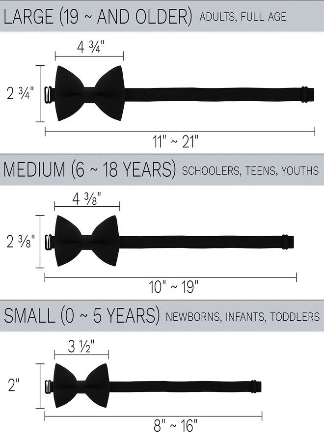 Bow Tie House Mens Pre-Tied Soft Crape Bow Tie for Wedding Formal Events Solid Tuxedo (Large, Black) - Image 4
