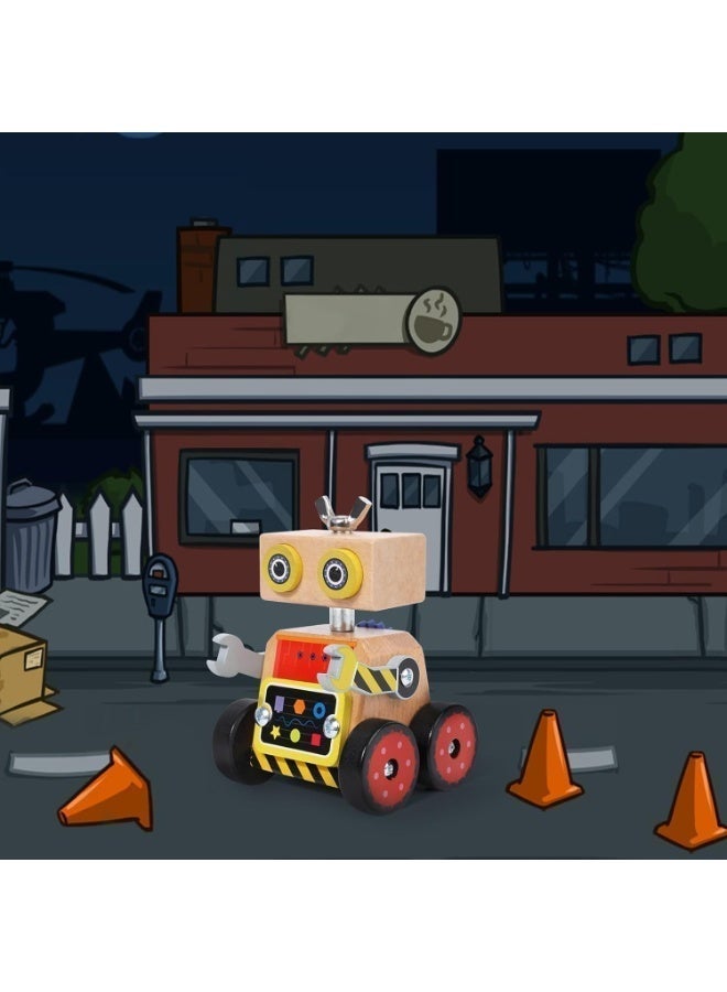 twisoo Robot Building Toy – Wooden Little Robot Assembly Kit for Kids Ages 4–8, Fully Movable Parts with 3 Rotating Gears, STEM Educational DIY Wood Craft, Beautiful Creative Design - Image 5