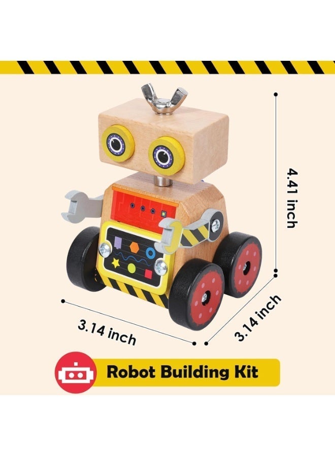 twisoo Robot Building Toy – Wooden Little Robot Assembly Kit for Kids Ages 4–8, Fully Movable Parts with 3 Rotating Gears, STEM Educational DIY Wood Craft, Beautiful Creative Design - Image 4