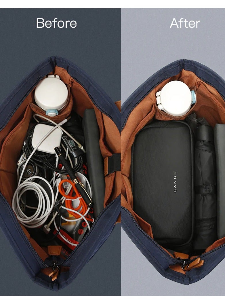 BANGE Portable Electronics Case for Travel – Electronic Accessories Organizer for Cables, Chargers, Hard Drives, SD Cards & More | Water-Resistant Shockproof Travel Storage - Grey - Image 2