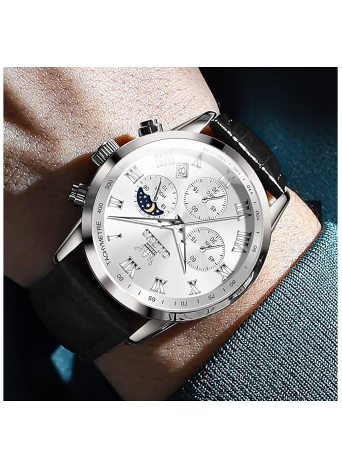 OLEVS - OLEVS Watch Men Luxury Moon Date Phase Business Waterproof Quartz Leather - Image 1