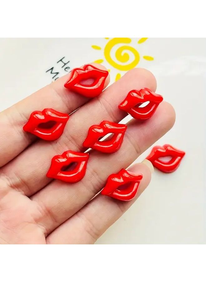 30 Pcs Red Mini Flame Lips Resin Charms For DIY Nail Art Wedding Earrings Crafts - Image 2