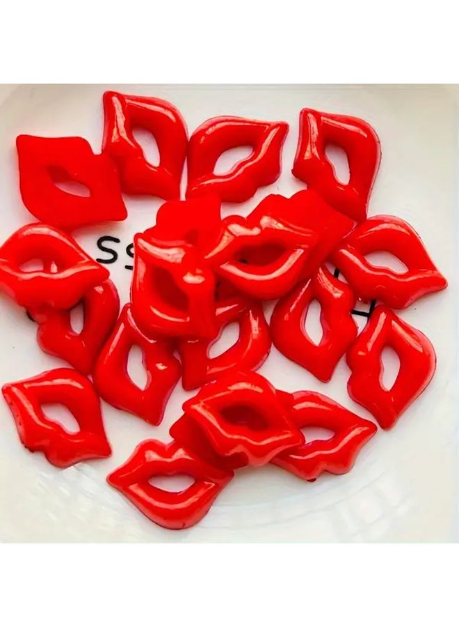 30 Pcs Red Mini Flame Lips Resin Charms For DIY Nail Art Wedding Earrings Crafts - Image 5