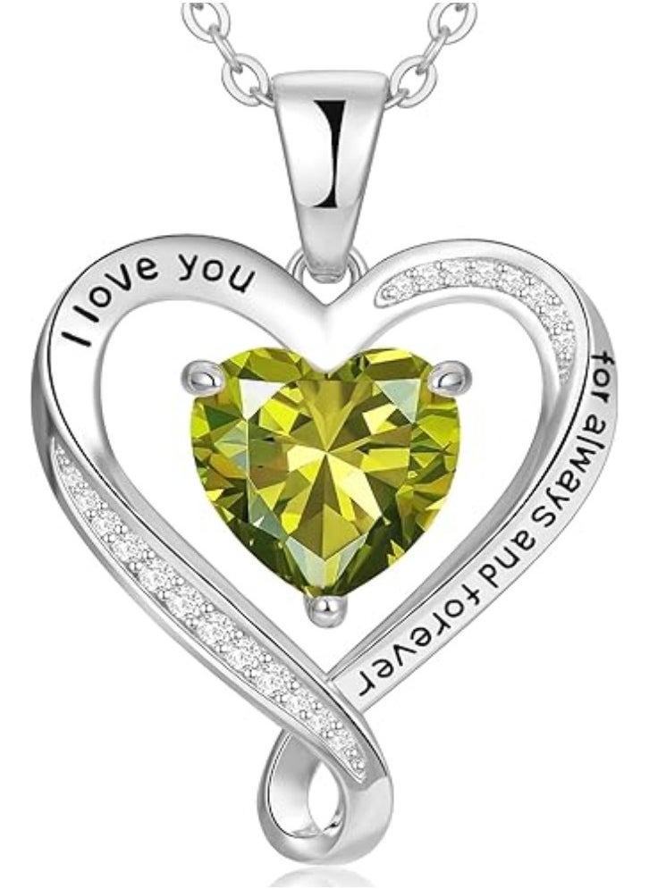 Zifeel Infinity Heart Pendant Necklace for Women 925 Sterling Silver, Silver Birthstone Necklace for Women, Anniversary Birthday Gifts for Her Wife Daughter Girlfriend Girls, Valentines Day Mothers Day  Gifts Jewelry for Women Mom…  - Image 1