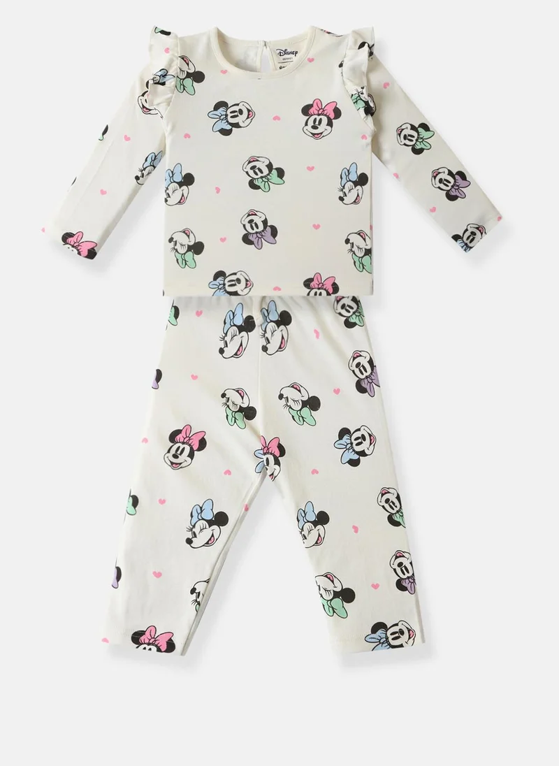 نوتيناتي Nautinati Girls Cotton Disney Printed T-shirt and Trackpant Co-ord Set