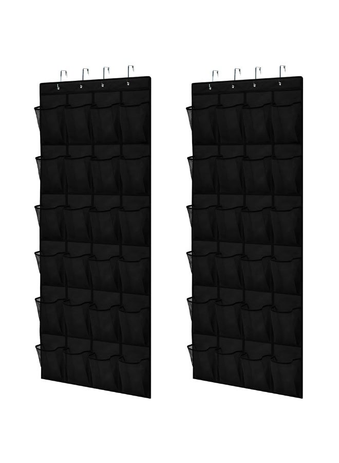 GORILLA GRIP Over the Door Shoe Organizer, 2 Pack, 24 Breathable Mesh Pockets, Space Saving Hanging Storage Holder, Closet Rack Hanger Holds Up to 40 lbs, Hangs on Closets, Shoes, Accessories, Black - Image 1
