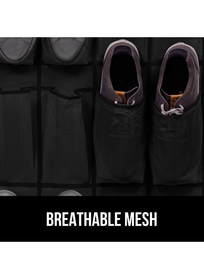 GORILLA GRIP Over the Door Shoe Organizer, 2 Pack, 24 Breathable Mesh Pockets, Space Saving Hanging Storage Holder, Closet Rack Hanger Holds Up to 40 lbs, Hangs on Closets, Shoes, Accessories, Black - Image 5