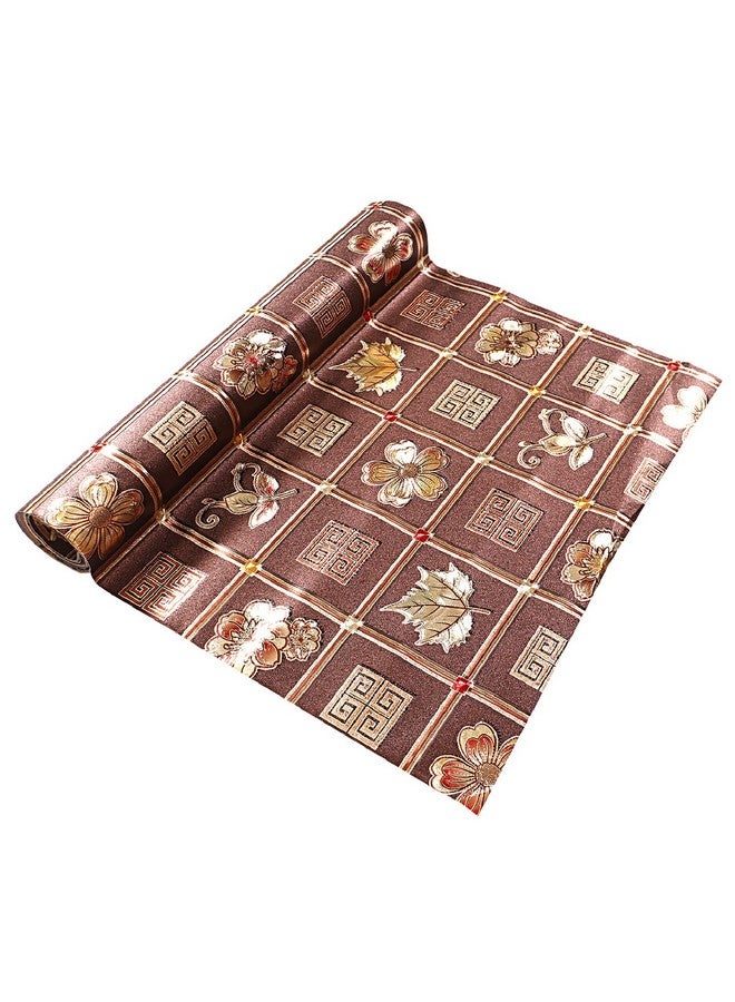 Kuber Industries Kuber Industries Shelf Mat|Waterproof Leaf Designer PVC Anti-Slip Sheets|Durable Kitchen Cabinet Drawer Shelf Liner,5 Meter,(Brown)  - Image 1