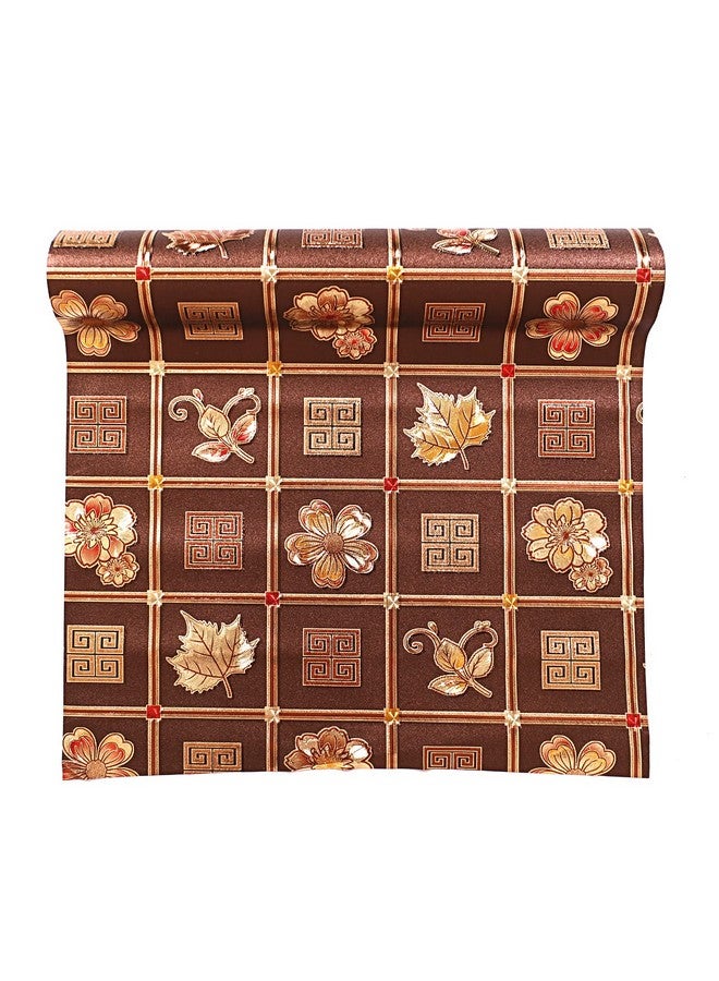 Kuber Industries Kuber Industries Shelf Mat|Waterproof Leaf Designer PVC Anti-Slip Sheets|Durable Kitchen Cabinet Drawer Shelf Liner,5 Meter,(Brown)  - Image 2